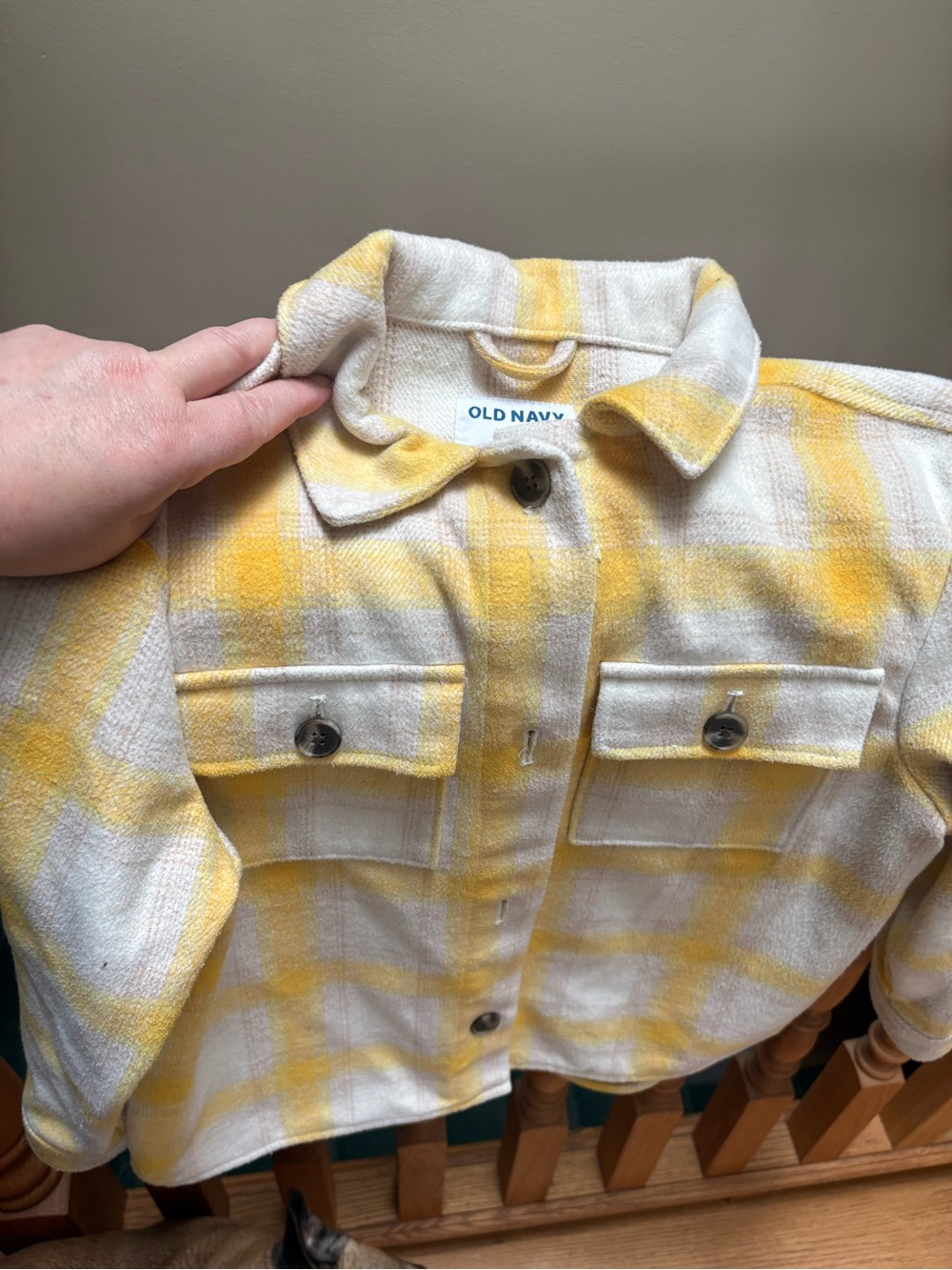 Old Navy Yellow and White Plaid Shacket